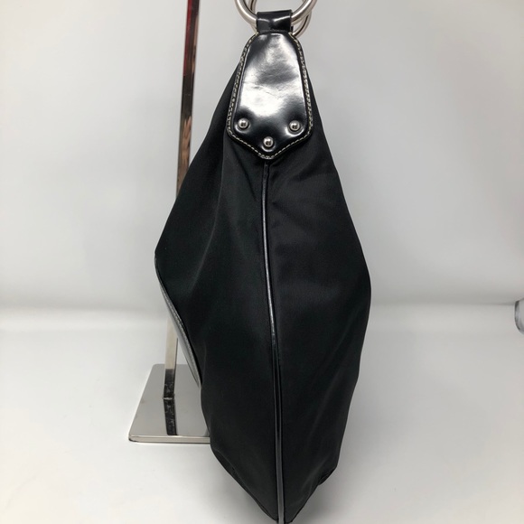 Prada "Nero" Black Nylon Patent Leather Hobo Bag - Picture 7 of 13